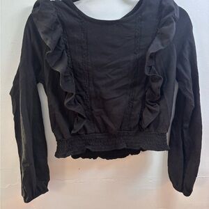 Arizona Jean Company Black Ruffle Blouse